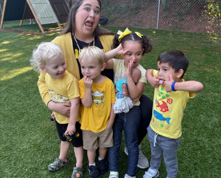 teacher students yellow